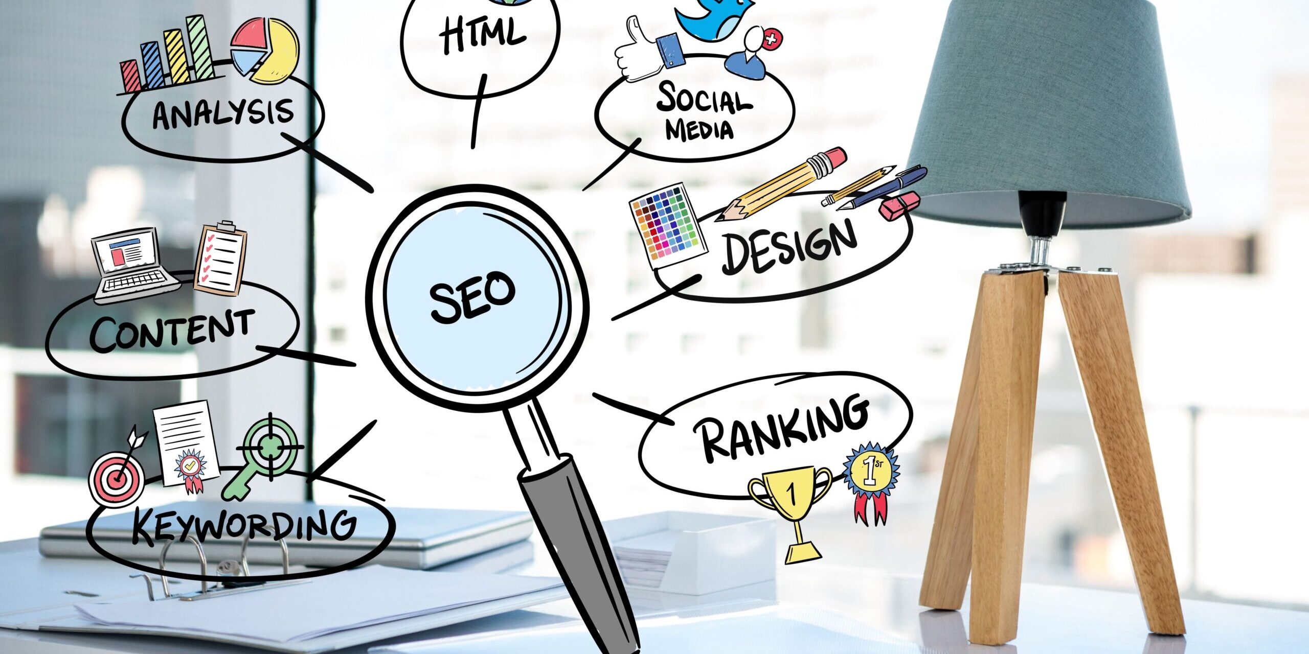 presupuesto servicios de seo en valencia – dibujo de lupa con acciones seo precio posicionamiento seo en valencia - dibujo de lupa con acciones seo
